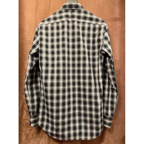 MADE IN ITALY製 NeIL BarreTT SLIM FIT 長袖チェック柄シャツ ブラック×ホワイト 38-15サイズ