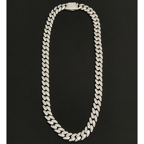 シルバー925製 AVALANCHE ジルコニアマイアミキューバンネックレス シルバー 幅10mm×45cm