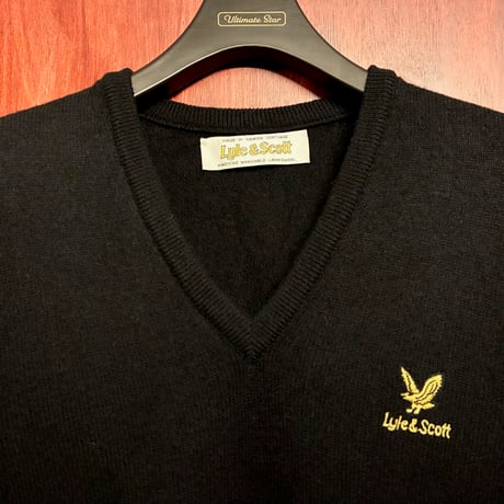 MADE IN SCOTLAND製 80s～90s LYLE & SCOTT Vネック ウールニットベスト ブラック