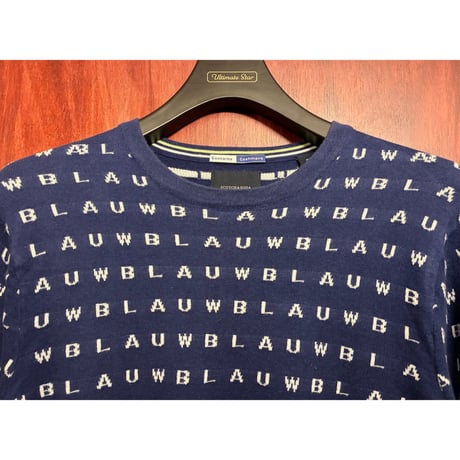 SCOTCH & SODA 総柄 コットンカシミヤ クルーネックセーター ネイビー Sサイズ