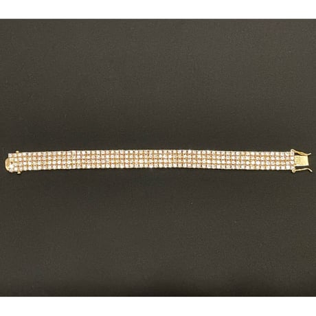 シルバー925製 ゴールドコーティング ジルコニアブレスレット ゴールド 幅1.4cm×21cm