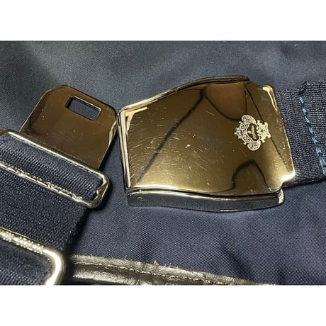 MADE IN ITALY製 orobianco レザーナイロンショルダーバッグ ネイビー