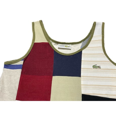 MADE IN FRANCE製 LACOSTE クレイジーパターンパッチワークタンクトップ マルチカラー