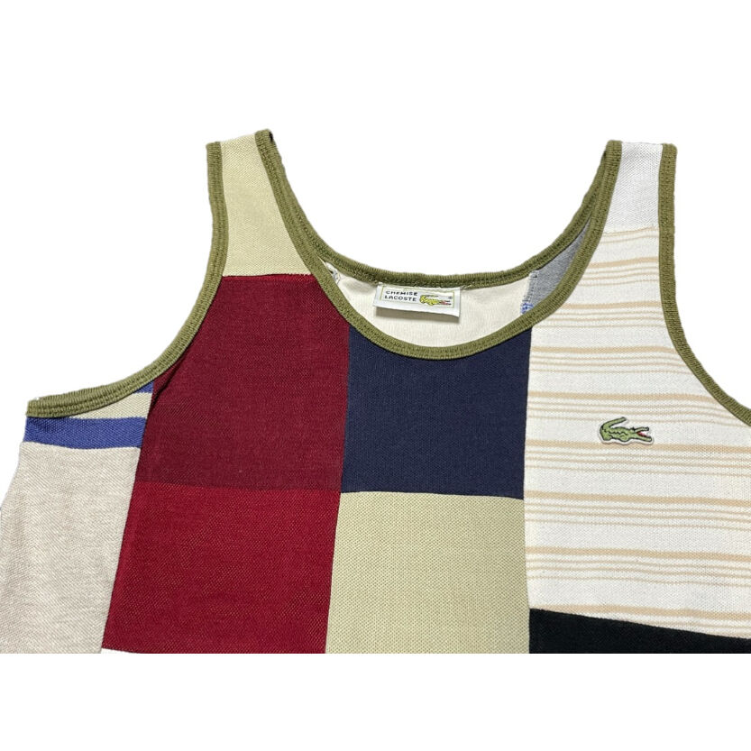 希少　70s　ラコステ　フランス製　刺繍ロゴ　パッチワーク　タンクトップ 希少 70s ラコステ フランス製 刺繍ロゴ パッチワーク タンク
