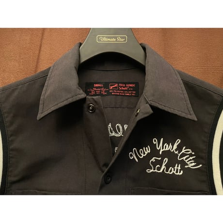 Schott 半袖ボーリングシャツ ブラック Sサイズ