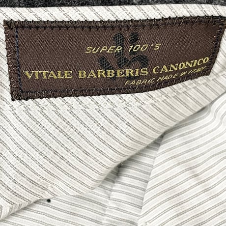 MADE IN JAPAN製 SHIPS VITALE BARBERIS CANONICO SUPER 100's チェック柄ウールスラックス グレー 42サイズ