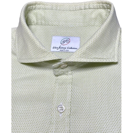 MADE IN ITALY製 Shirt factory Collection 長袖シャツ 38/15サイズ イエロ―グリーン