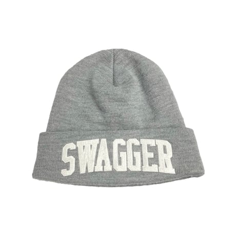 MADE IN JAPAN製 SWAGGER ロゴ刺繍入りニット帽 グレー Fサイズ