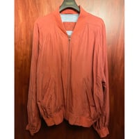 80s VINTAGE DANIEL HECHTER シルク100% MA-1型 フルジップジャケット レッド Lサイズ