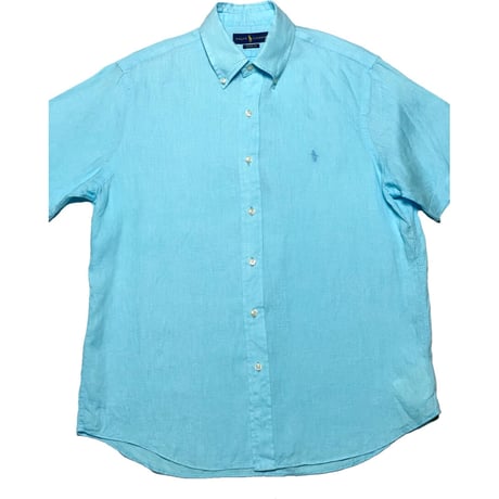 RALPH LAUREN CLASSIC FIT 半袖リネンシャツ スカイブルー Mサイズ