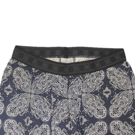 ☆タグ付き新古品☆ MADE IN JAPAN製 SWAGGER クロスペイズリー総柄レギンス ネイビー Fサイズ