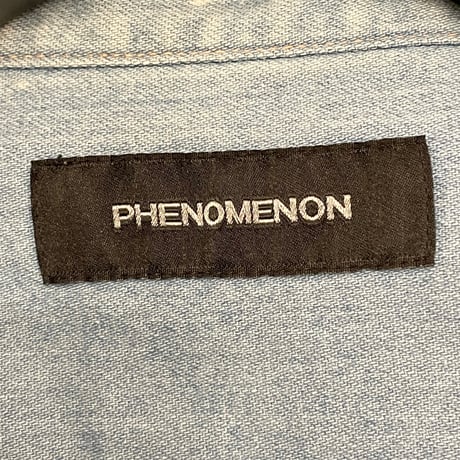 MADE IN JAPAN製 PHENOMENON 2014AWモデル ブリーチ加工長袖デニムシャツ ライトインディゴ 38/Mサイズ