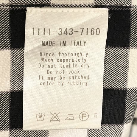 【UNITED ARROWS 取り扱い】 MADE IN ITALY製 Errico Formicola ギンガムチェック柄長袖ボタンダウンシャツ ブラック×ホワイト Sサイズ
