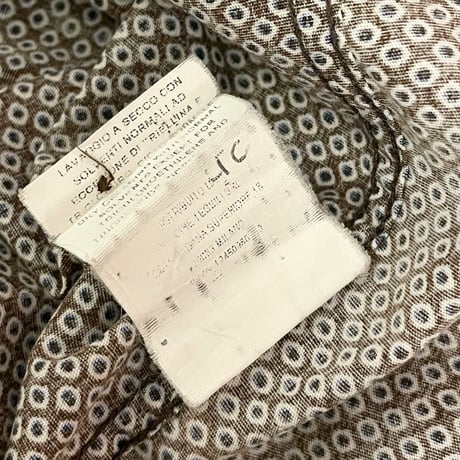 Libero Milano VINTAGE SLIMFIT 長袖総柄シャツ ブラウン Sサイズ