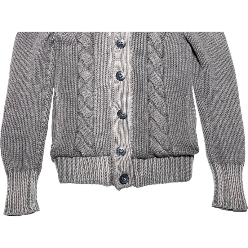 DIESEL 裏キルティング加工ケーブルニットカーディガン グレー XS 