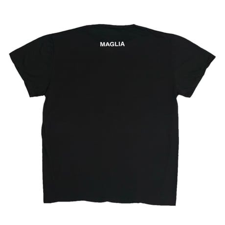 ★新品★ MADE IN ITALY製 MAGLIA 2025年SSモデル 「CITTA DELL AMORE ITALIA」 ポケット付きプリントクルーネックTシャツ ブラック S～XLサイズ