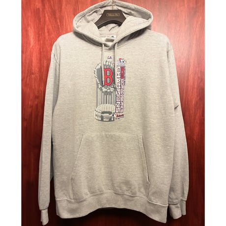 希少 Majestic × MLB BOSTON RED SOX 2013 WORLD SERIES CHAMPIONS 記念モデル プルオーバーパーカー グレー