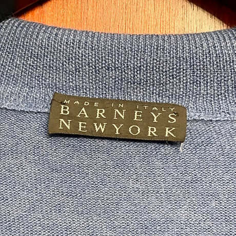 MADE IN ITALY製 BARNEYS NEWYORK ハーフジップメリノウールセーター ブルー 46サイズ