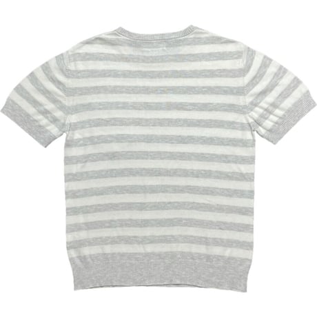 MADE IN PORTUGAL製 ESSENCIA ATLANTICA 半袖ニットTシャツ ホワイト×グレー 38サイズ