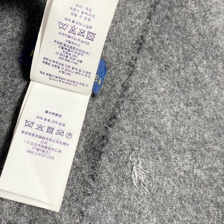 MADE IN ITALY製 POLO RALPH LAUREN リバーシブルウールマフラー ブラック×チャコールグレー