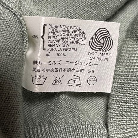 MADE IN ENGLAND製 JOHN SMEDLEY クルーネックウールセーター セージグリーン Lサイズ