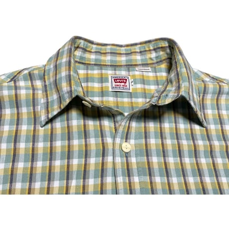 MADE IN PORTUGAL製 Levi's ORIGINAL 長袖チェックシャツ グリーン×イエロー Mサイズ