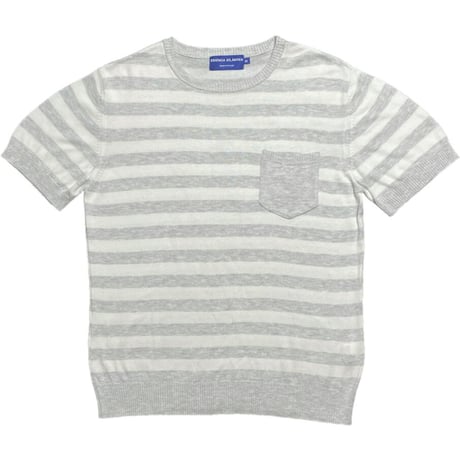 MADE IN PORTUGAL製 ESSENCIA ATLANTICA 半袖ニットTシャツ ホワイト×グレー 38サイズ