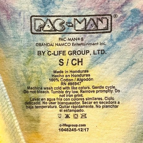レア BANDAI NAMCO PAC-MAN タイダイ染めプリントTシャツ マルチカラー Sサイズ