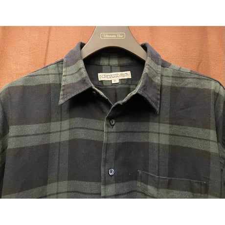 MADE IN USA製 INDIVIDUALIZED SHIRTS 長袖チェック柄フランネルシャツ グリーン×ネイビー XLサイズ