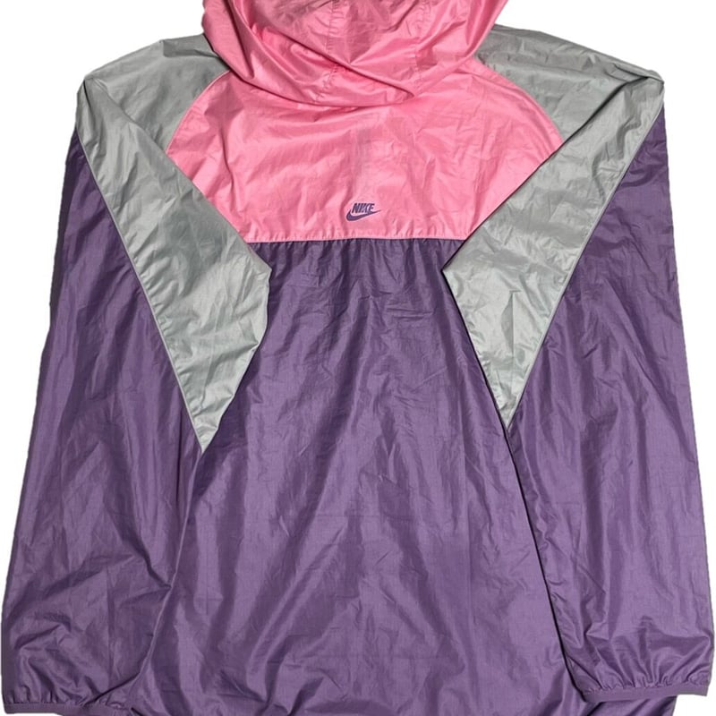 NIKE フルジップナイロンパーカー ピンク×パープル XLサイズ