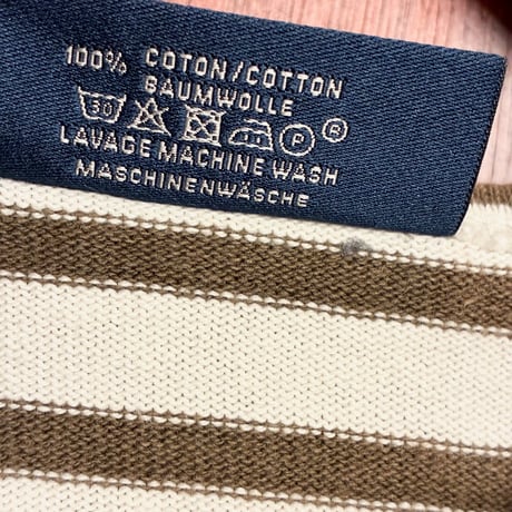 MADE IN FRANCE製 SAINT JAMES ボーダー柄 バスクシャツ ホワイト×ブラウン Mサイズ