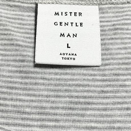 MADE IN JAPAN製 MISTERGENTLEMAN 胸ポケット付き半袖ボーダーTシャツ グレー Lサイズ