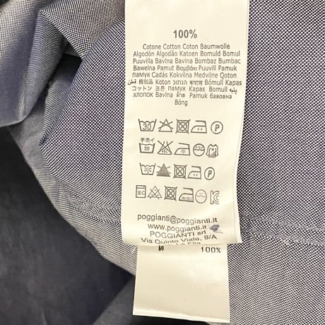 【BARNEYS NEWYORK 取り扱い】 MADE IN ITALY製 POGGIANTI 1958 カモフラ柄 長袖シャツ ネイビー 38-15サイズ