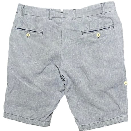 MADE IN ITALY製 BRAGENT ロールアップ仕様リネンハーフパンツ ライトインディゴ 48サイズ