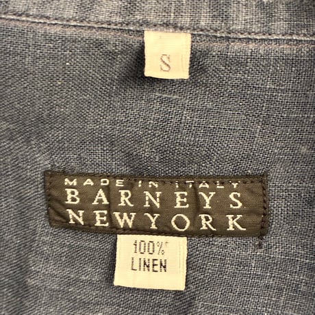 MADE IN ITALY製 BARNEYS NEWYORK オーバーサイズ 長袖リネンシャツ ネイビー Sサイズ