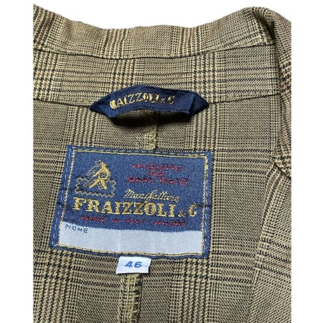 MADE IN ITALY製 FRAIZZOLI チェック柄トラベルジャケット オリーブ 46サイズ