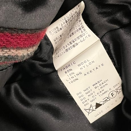 MADE IN USA製 FIDELITY for relume JOURNAL STANDARD メキシカンラグボーダー柄ウールPコート マルチカラー Mサイズ