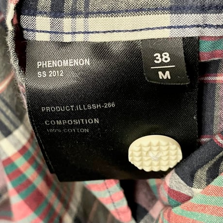 MADE IN JAPAN製 PHENOMENON 2012年SSモデル チェック柄ベースボールシャツ ピンク 38/Mサイズ