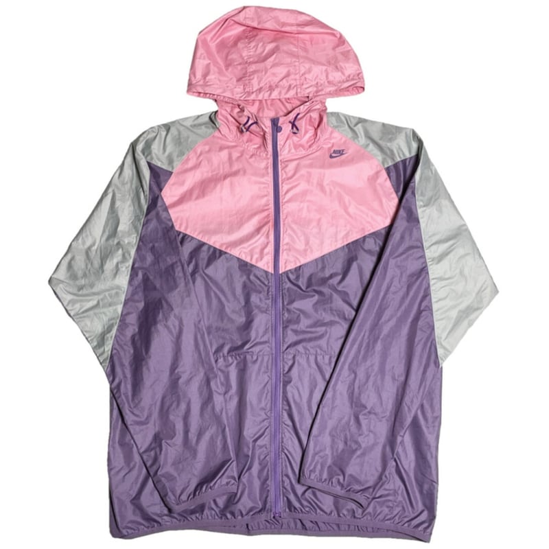 NIKE フルジップナイロンパーカー ピンク×パープル XLサイズ