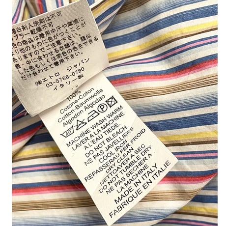 MADE IN ITALY製 ETRO 長袖ストライプシャツ マルチカラー Lサイズ