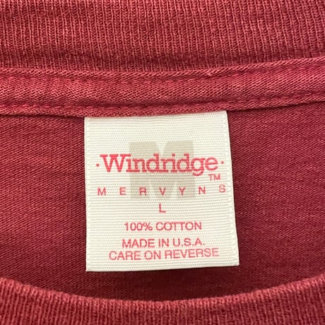 MADE IN USA製 Windridge MERVYNS ポケット付き長袖カットソー バーガンディ Lサイズ