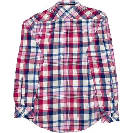 BURBERRY BLACK LABEL チェック柄長袖リネンシャツ ピンク 1サイズ