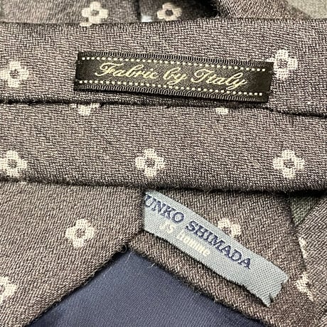 MADE IN JAPAN製 JUNKO SHIMADA JS homme イタリア生地小紋柄ウールシルクネクタイ チャコールグレー