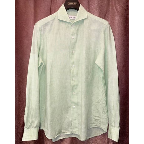MADE IN JAPAN製 Maker's Shirt 鎌倉 長袖リネンシャツ ライトグリーン Lサイズ