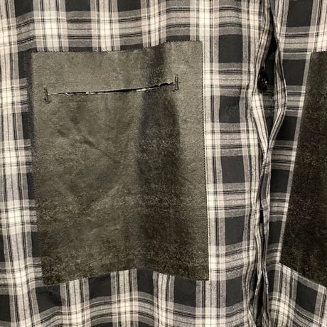 MADE IN ITALY製 NeIL BarreTT SLIM FIT 長袖チェック柄シャツ ブラック×ホワイト 38-15サイズ