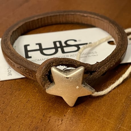 ★新品★ MADE IN ITALY製 TULSI STELLA ハンドメイドレザーブレスレット ブラウン S/Mサイズ