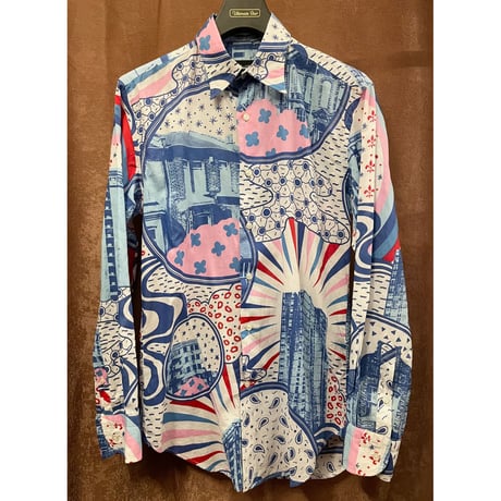 MADE IN ITALY製 Brilla per il gusto × C.I.T. spa 長袖総柄シャツ マルチカラー Sサイズ