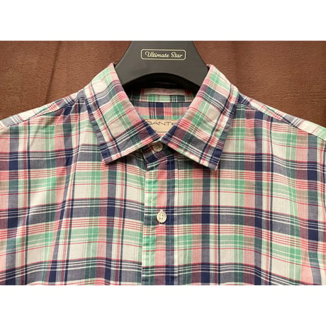 【UNITED ARROWS取り扱い】GANT RUGGER 半袖チェックシャツ マルチカラー Mサイズ