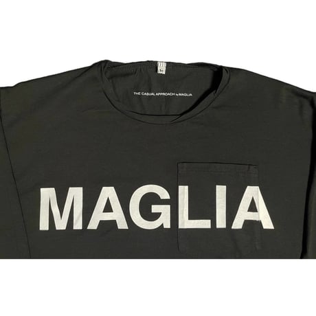 ★新品★ MADE IN ITALY製 MAGLIA 2025年AWモデル L-2814B ロゴプリント クルーネック長袖Tシャツ ブラック M～XLサイズ