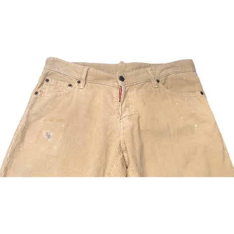 MADE IN ITALY製 DSQUARED2 ダメージ加工コーデュロイパンツ ベージュ 50サイズ